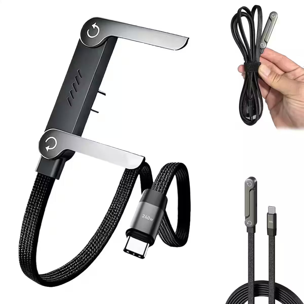 2x1 Cable de Carga Rápida con Soporte Integrado – Más Resistente, Cómodo y Práctico