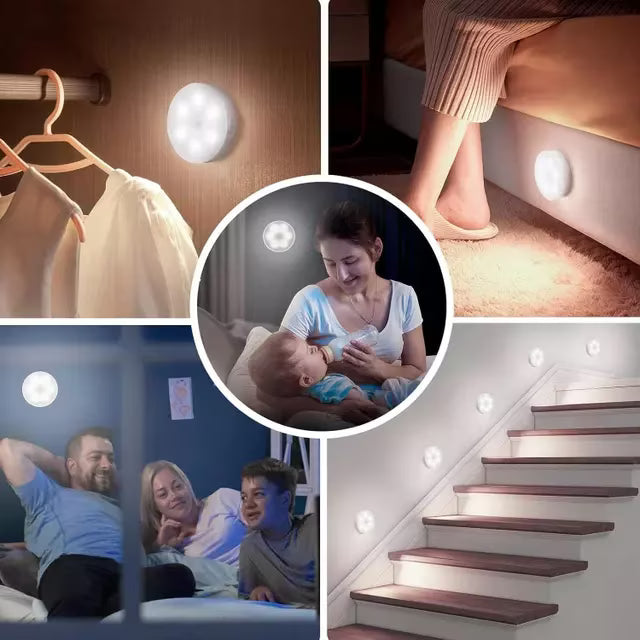 Pack 5 Luces LED con Sensor de Movimiento – Ilumina y decora cocina, pasillos, baño, clóset y dormitorio con una solución moderna y fácil de instalar.