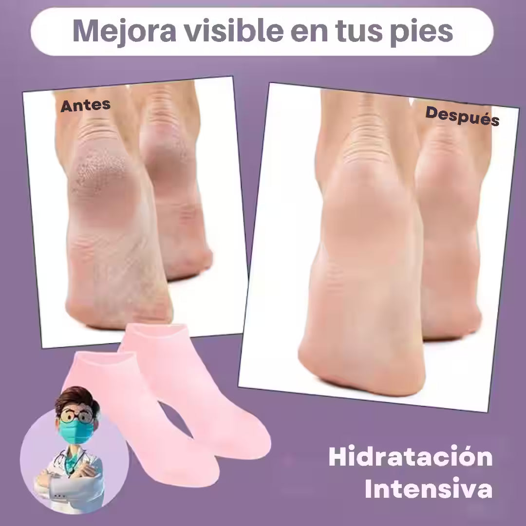 Calcetines de Hidratación Intensiva Reutilizables (1 Par) - Mejora la absorción de cremas y reduce la resequedad visible en los pies