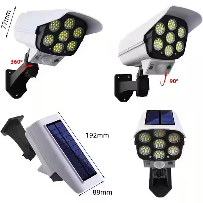 3x1 Foco Solar LED Tipo Cámara con Sensor de Movimiento - Mejora la iluminación exterior y ayuda a disuadir intrusos