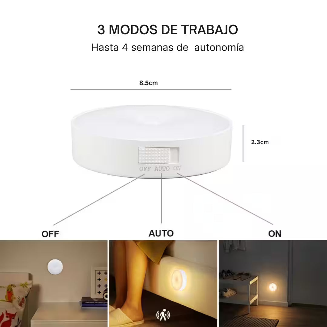 Pack 5 Luces LED con Sensor de Movimiento – Ilumina y decora cocina, pasillos, baño, clóset y dormitorio con una solución moderna y fácil de instalar.