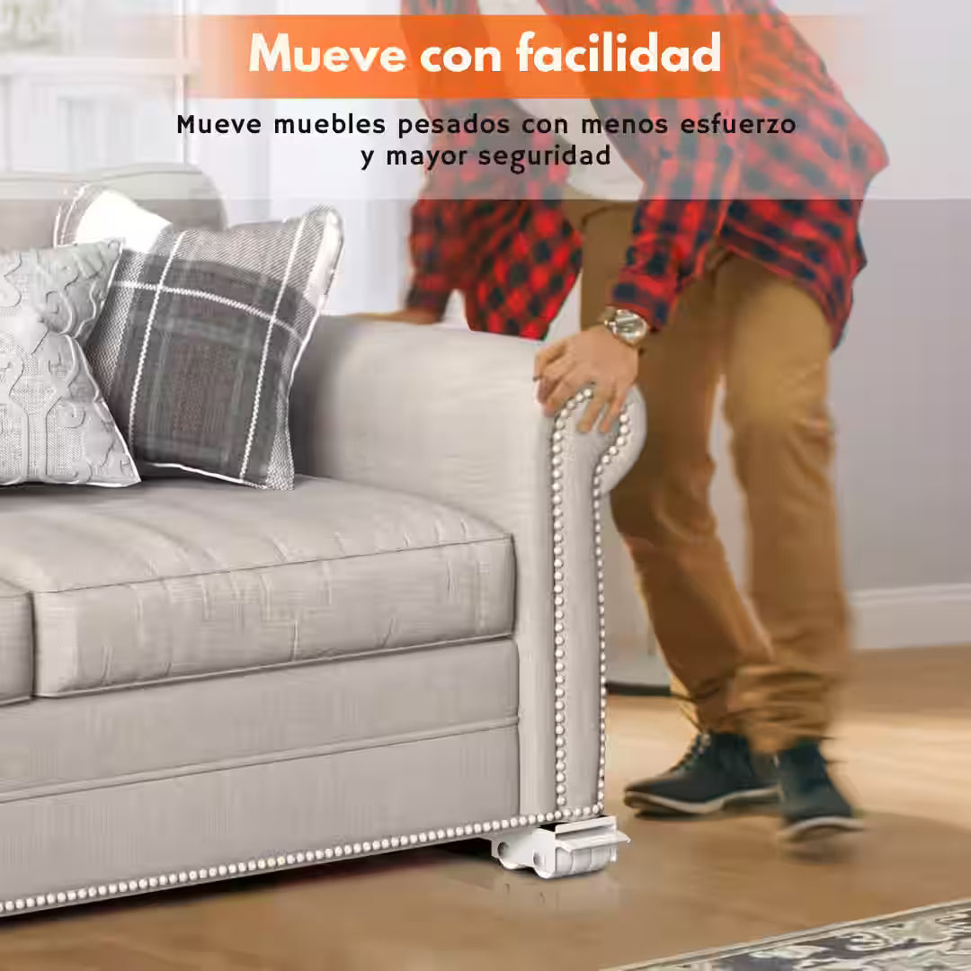 2 Bases Móviles Reforzadas y Ajustables – Mueve fácilmente objetos pesados para limpiar y reorganizar tu hogar sin hacer fuerza