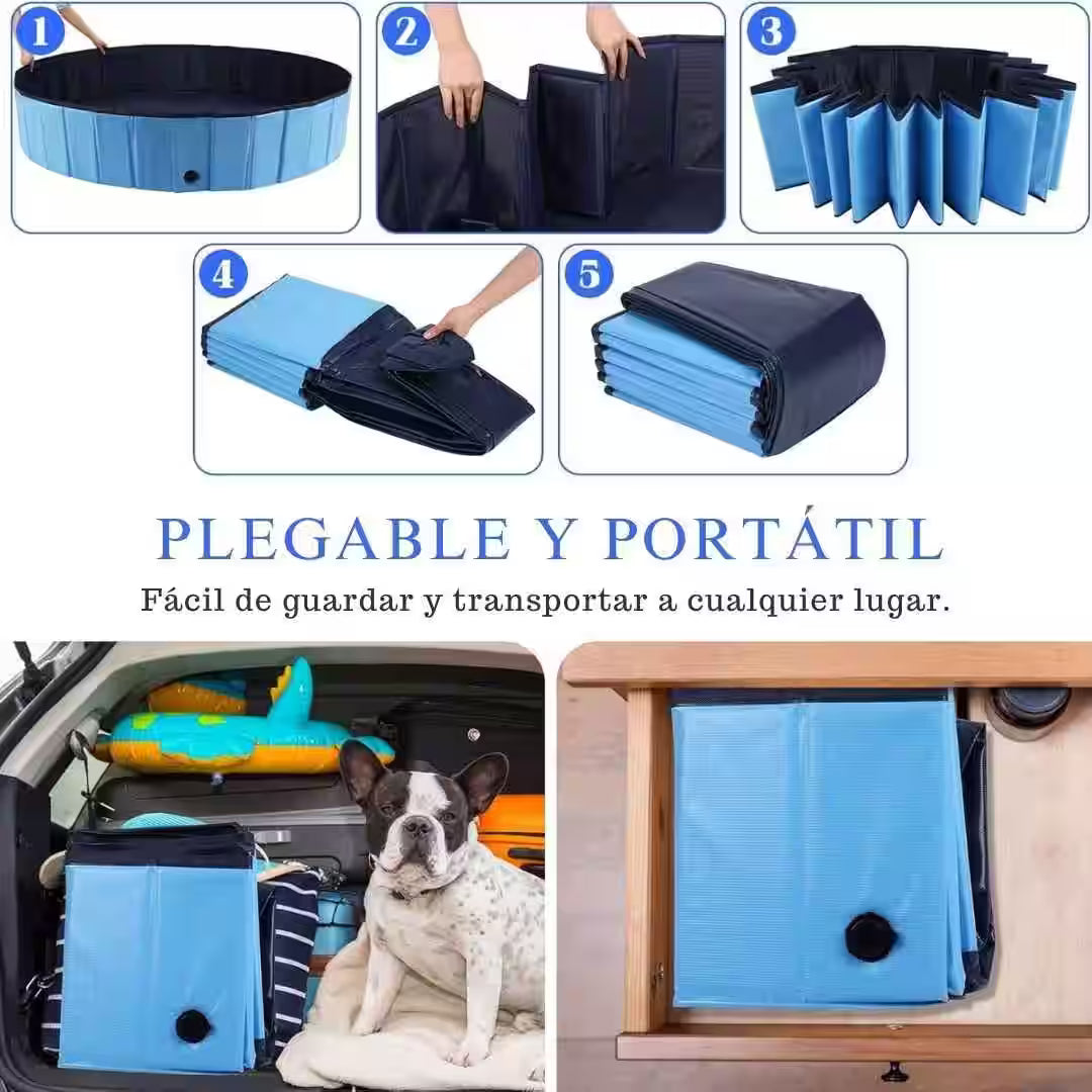 Piscina Plegable para Mascotas y Niños 80×20 cm - Un espacio fresco y entretenido para los días más calurosos