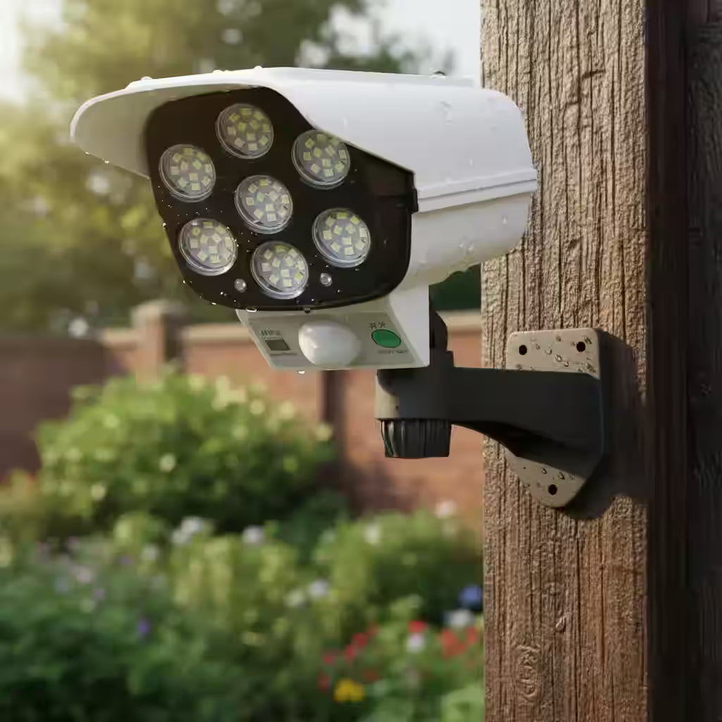 3x1 Foco Solar LED Tipo Cámara con Sensor de Movimiento - Mejora la iluminación exterior y ayuda a disuadir intrusos