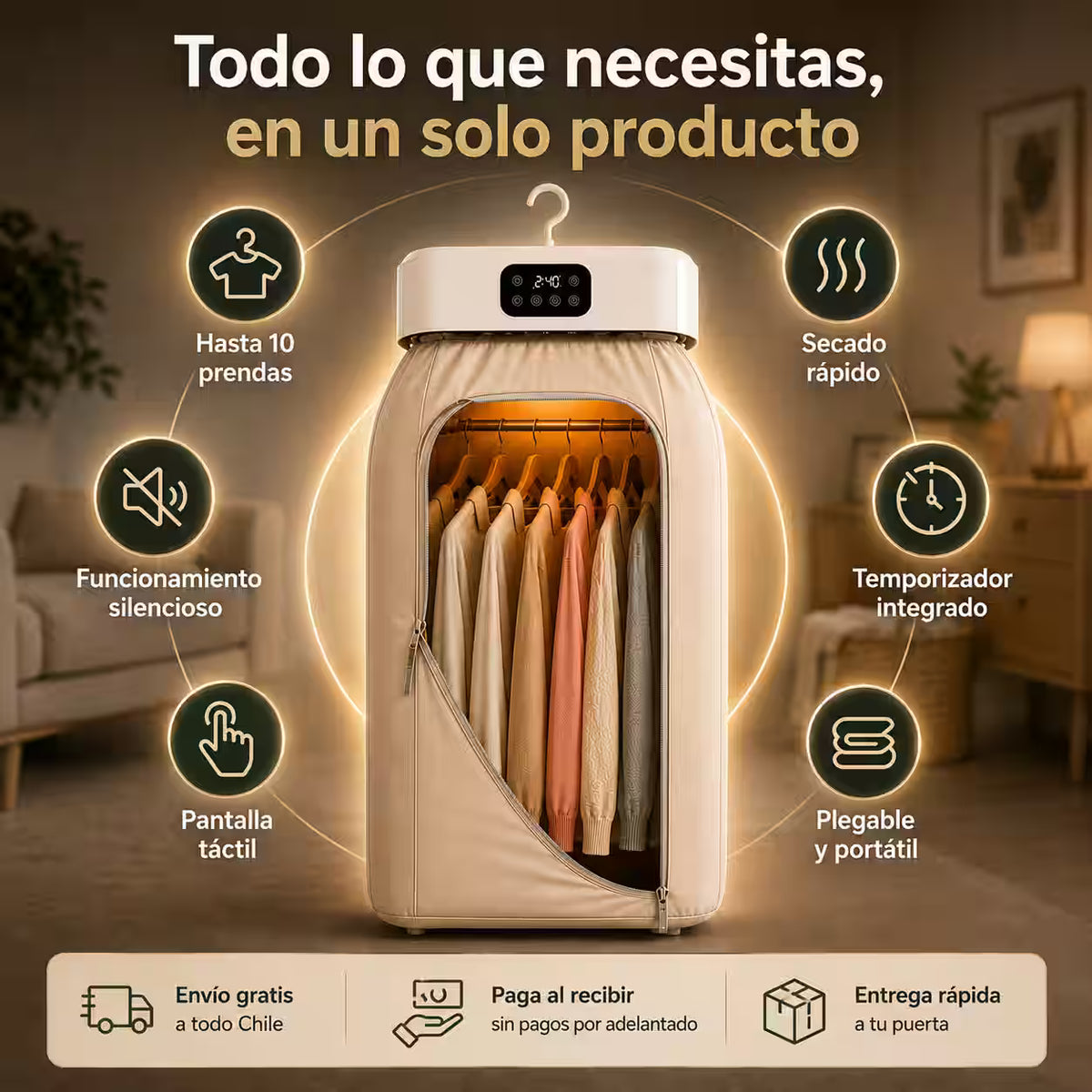 Secador de Ropa Portátil - Ten tu ropa seca y lista para usar incluso en días fríos, lluviosos o sin sol.