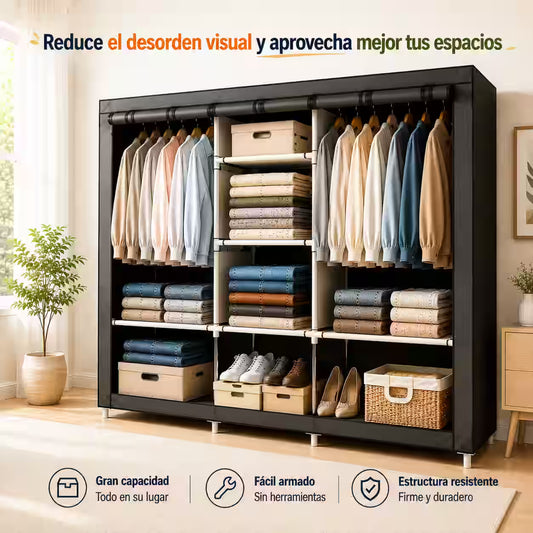 Ropero Armable de Gran Capacidad – Más espacio para guardar y organizar ropa, zapatos y accesorios