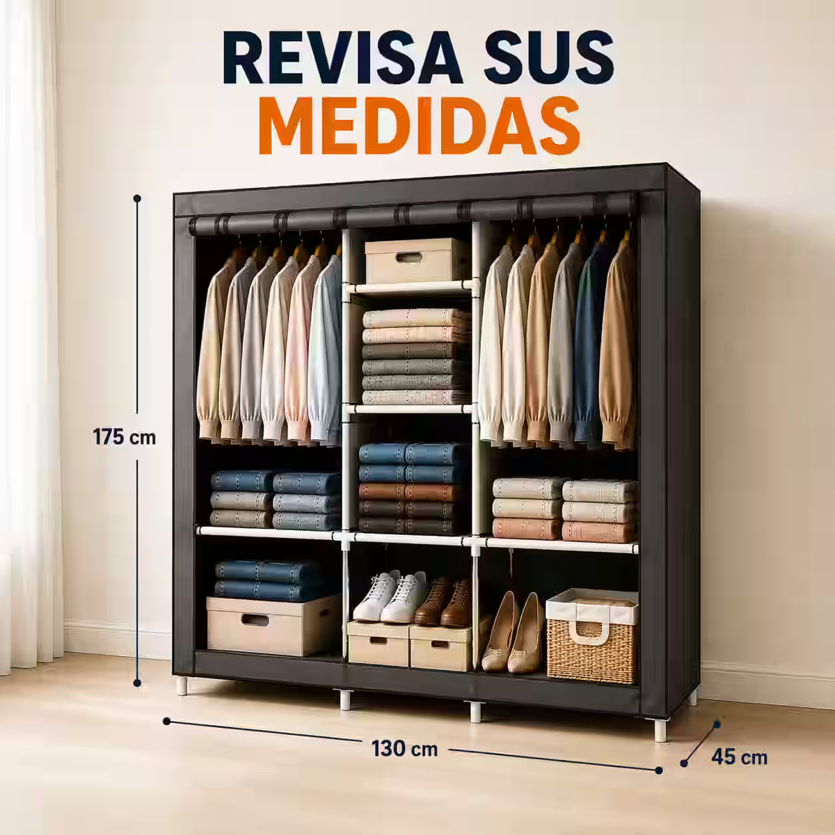 Ropero Armable de Gran Capacidad – Más espacio para guardar y organizar ropa, zapatos y accesorios