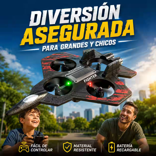 Avión Caza a Control Remoto con Luces LED - Vuela, gira y comparte momentos entretenidos en familia