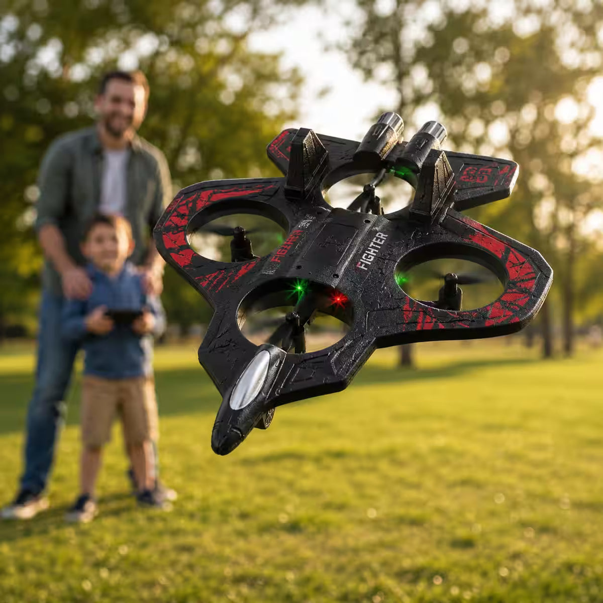 Avión Caza a Control Remoto con Luces LED - Vuela, gira y comparte momentos entretenidos en familia