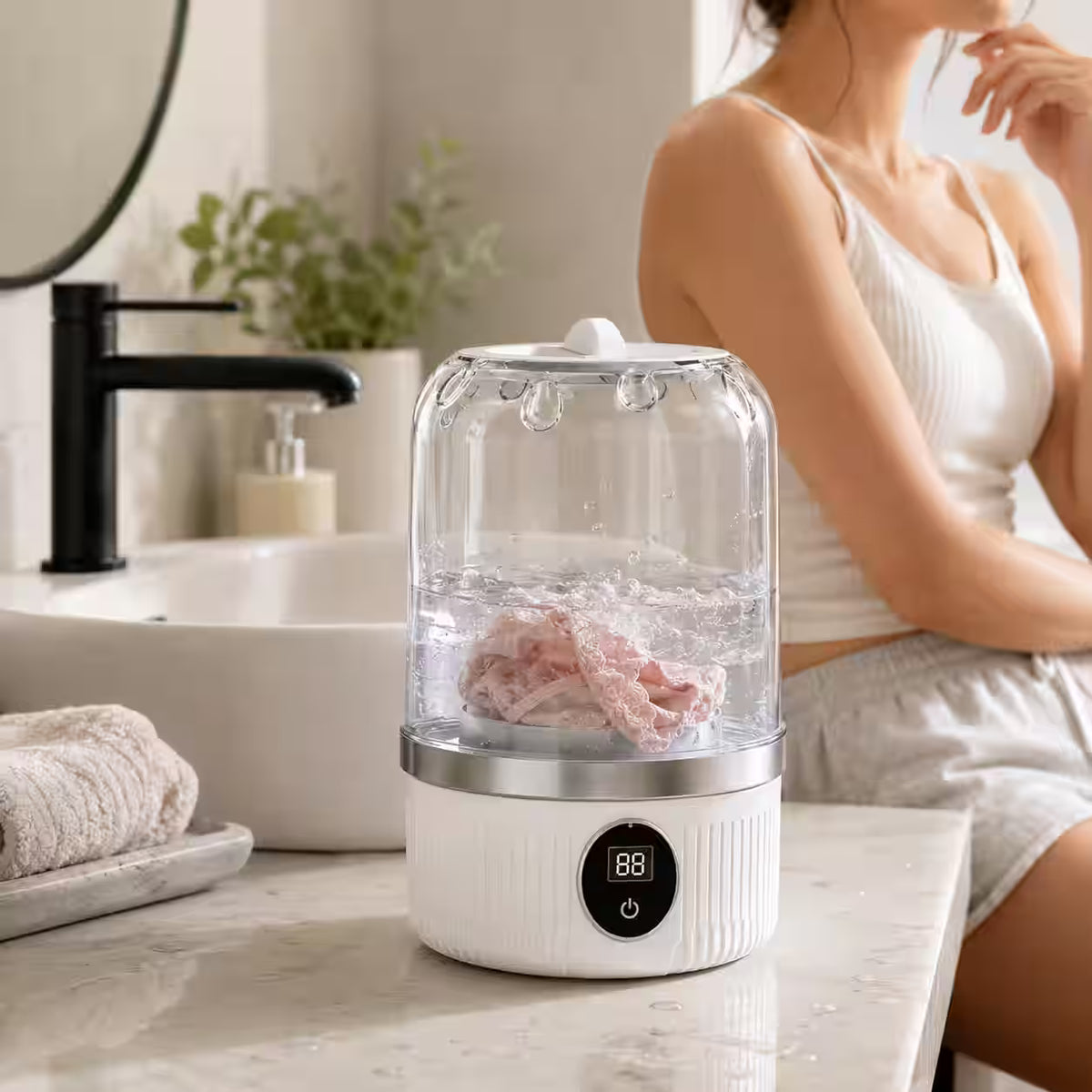 Lavadora Recargable Portátil - Ideal para ropa interior, ropa de bebé y pequeños lavados diarios sin acumular prendas