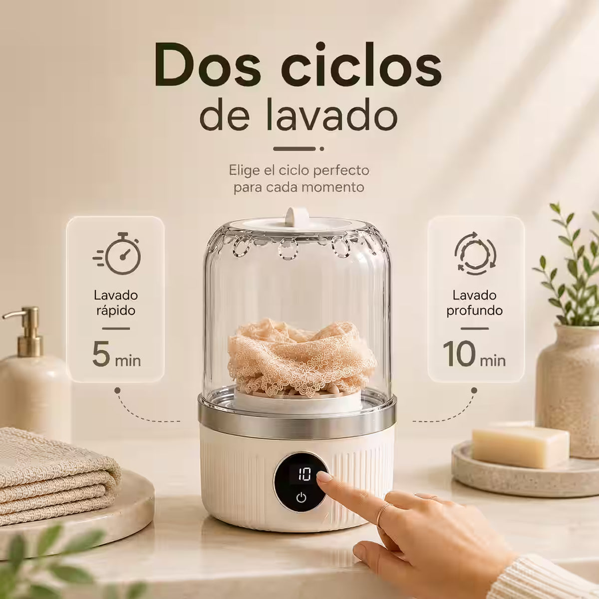 Lavadora Recargable Portátil - Ideal para ropa interior, ropa de bebé y pequeños lavados diarios sin acumular prendas