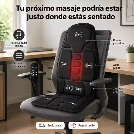 Cubreasiento Masajeador con Calor Lumbar – Convierte cualquier asiento en una sesión de masaje personalizada
