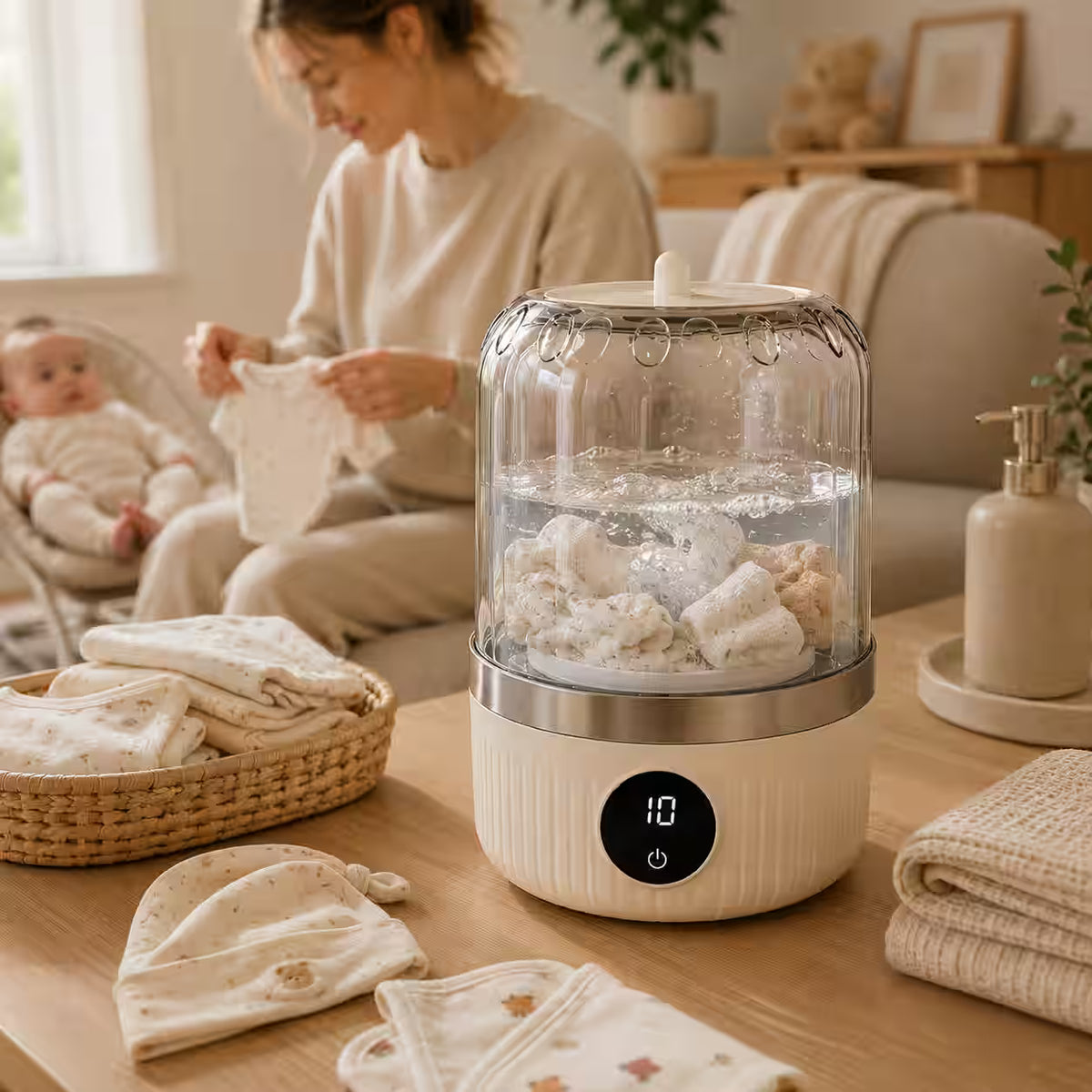 Lavadora Recargable Portátil - Ideal para ropa interior, ropa de bebé y pequeños lavados diarios sin acumular prendas