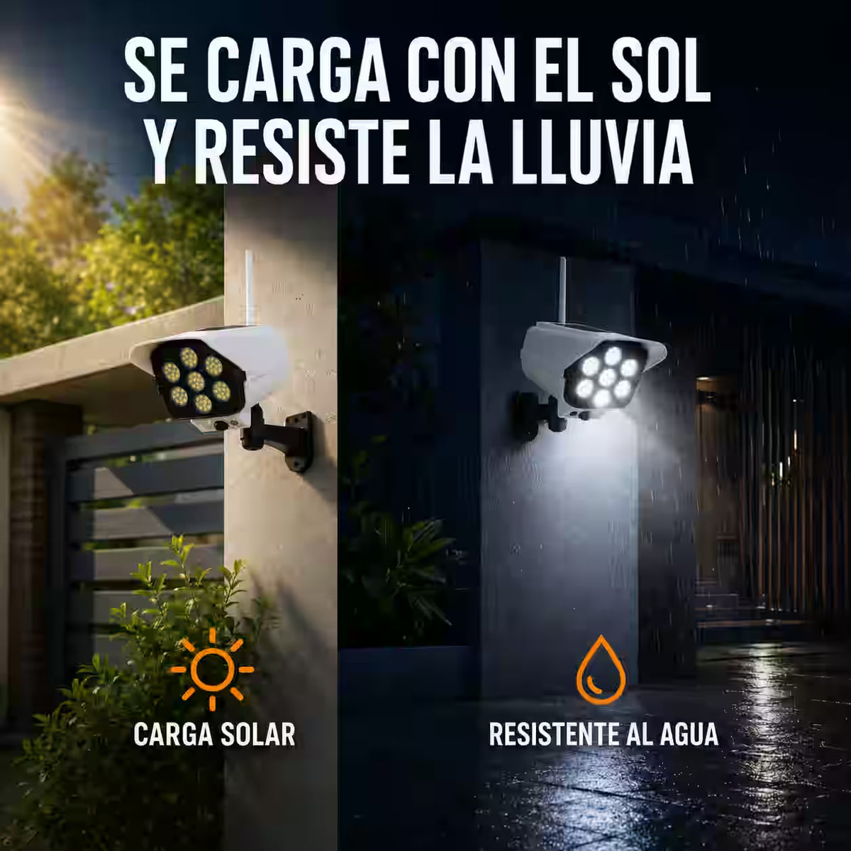 3x1 Foco Solar LED Tipo Cámara con Sensor de Movimiento - Mejora la iluminación exterior y ayuda a disuadir intrusos