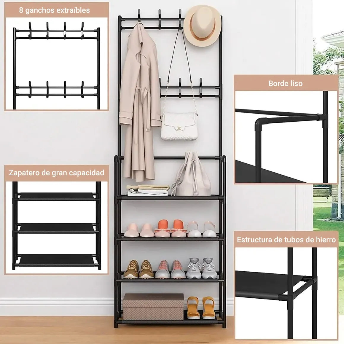 OrganizaMax™ – Perchero Zapatero -  Organiza, decora y mantiene tu espacio funcional en segundos