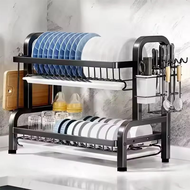 Escurridor secador de loza dos niveles – Ordena tu cocina, libera espacio y haz que todo se vea más limpio