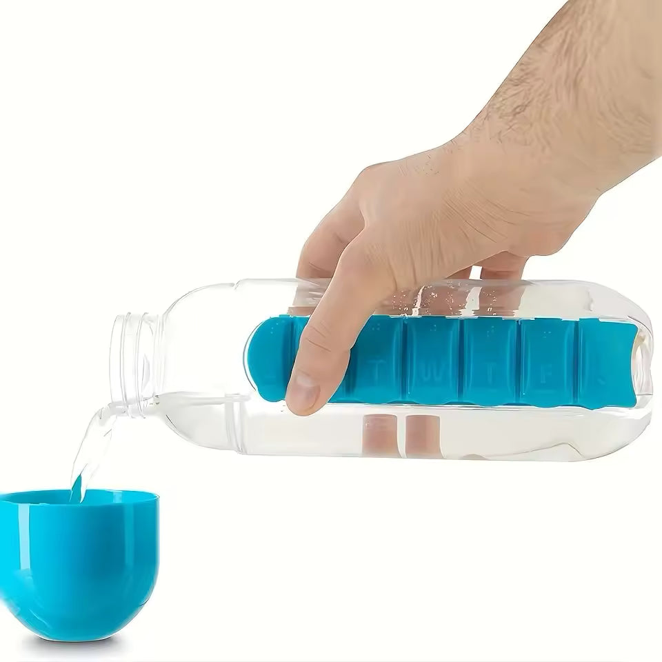 Botella Pastillero Portátil - Lleva tus medicamentos y agua siempre contigo sin olvidos