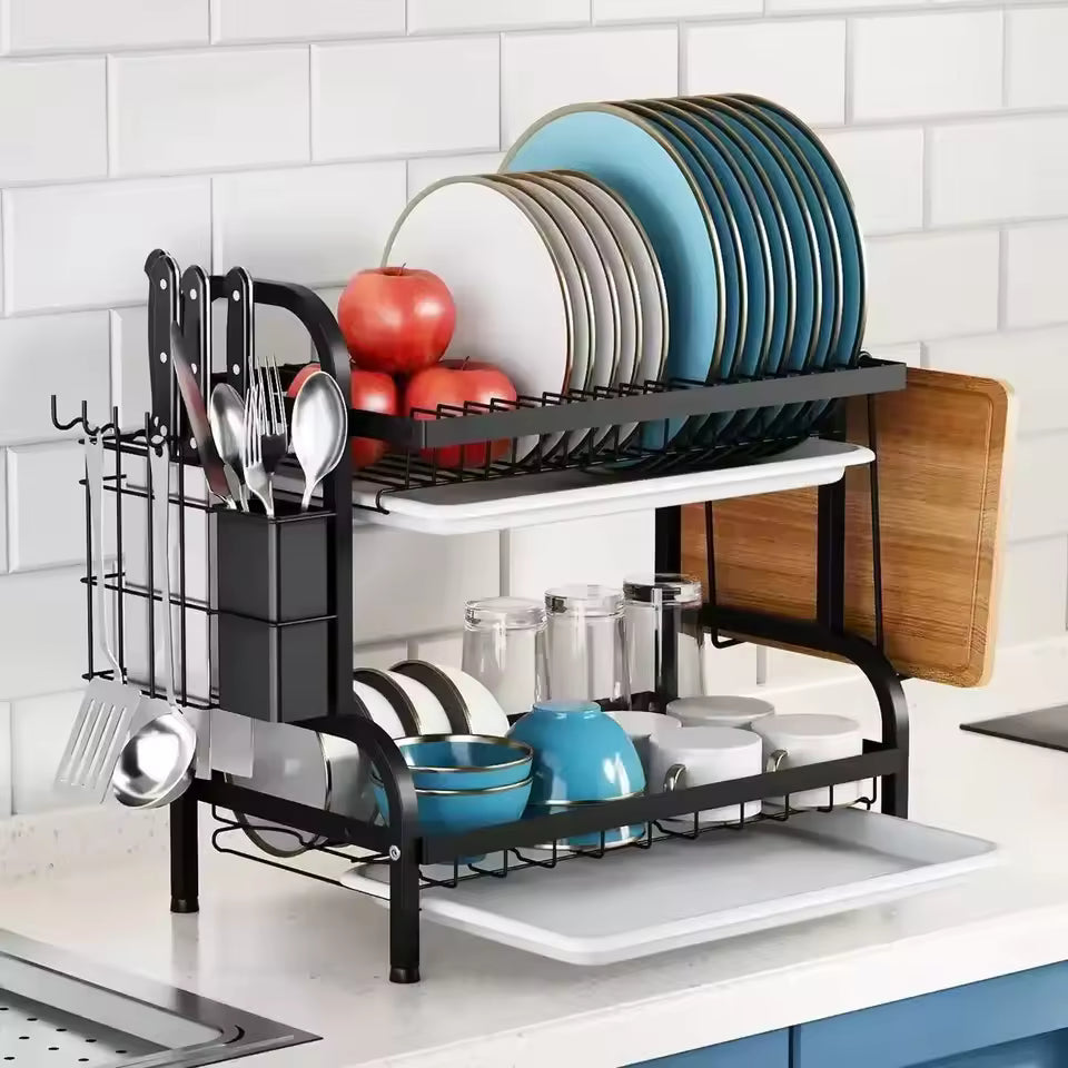 Escurridor secador de loza dos niveles – Ordena tu cocina, libera espacio y haz que todo se vea más limpio
