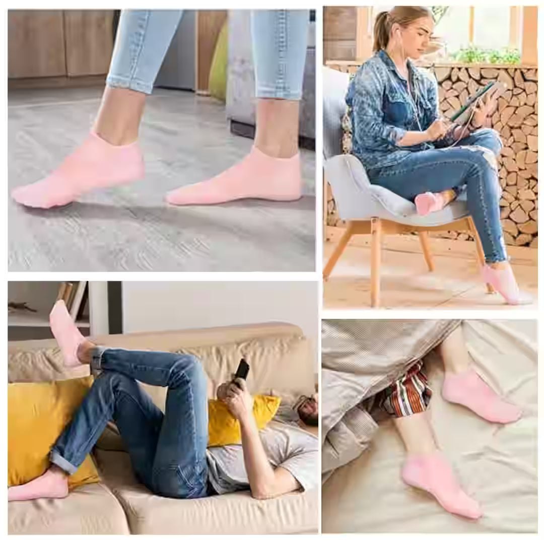Calcetines de Hidratación Intensiva Reutilizables (1 Par) - Mejora la absorción de cremas y reduce la resequedad visible en los pies