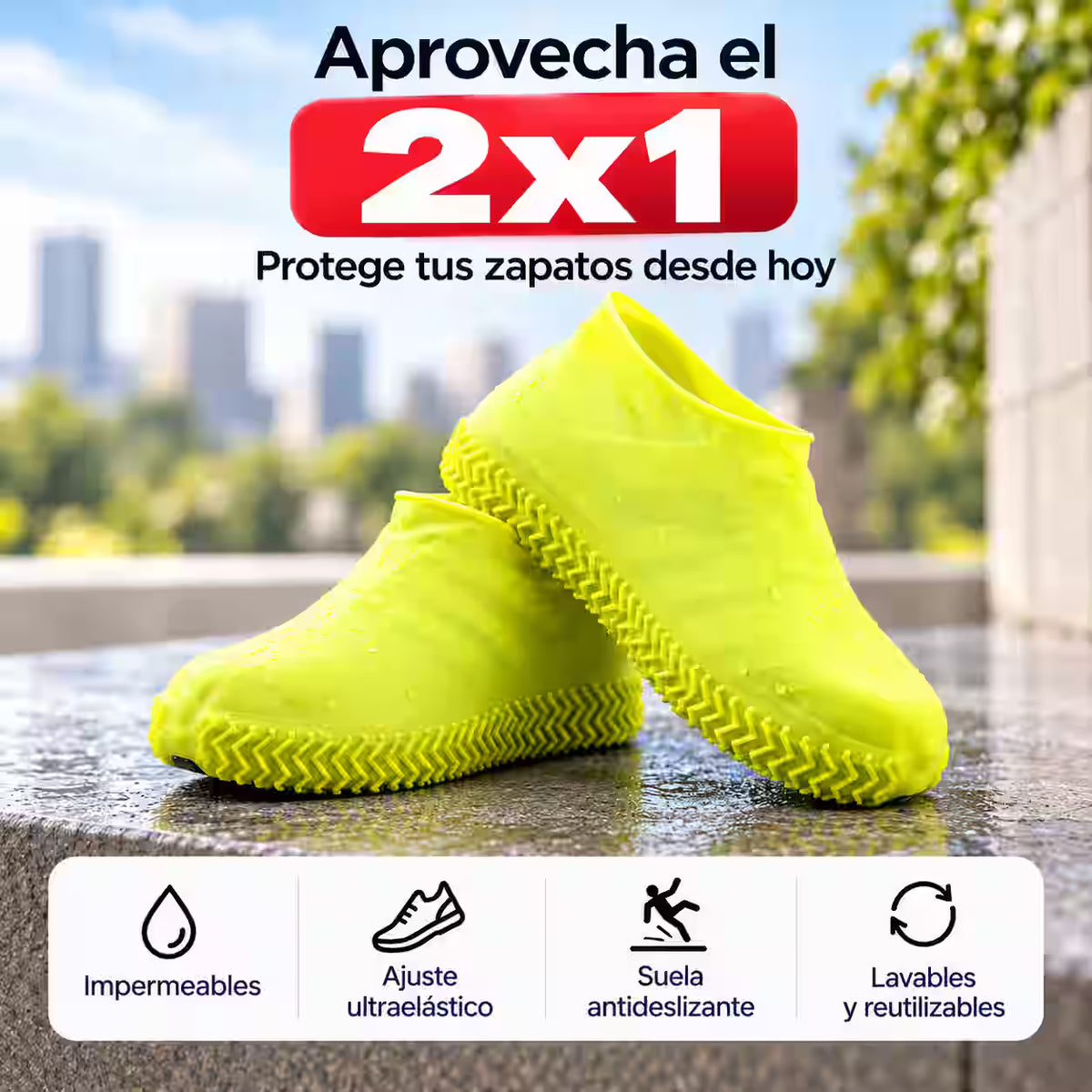2x1 Cubre Zapatos Impermeables Reutilizables - Protegen del agua, barro y suciedad