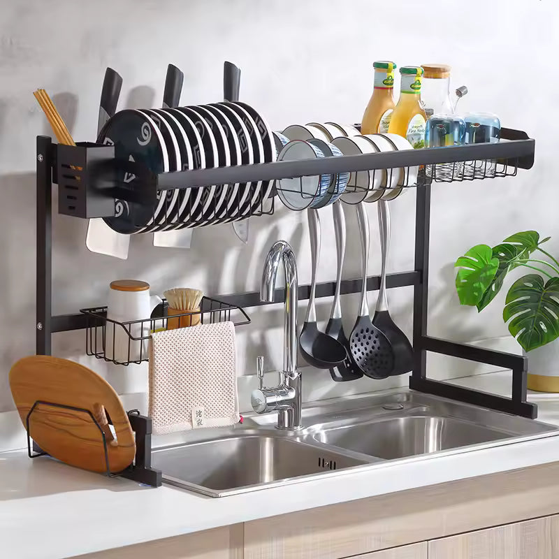 Escurridor organizador para Cocina - Aprovecha el espacio sobre tu lavaplatos para mantener todo limpio, seco y organizado.