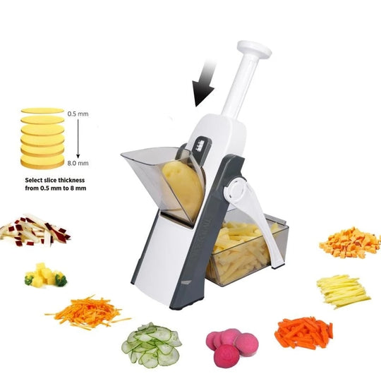 Cortador rallador de verduras y frutas - Prepara desde papas fritas hasta un salteado de verdura en la mitad del tiempo
